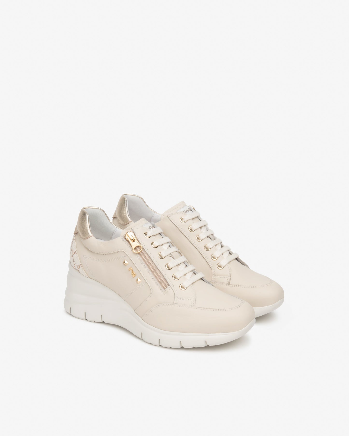 Sneakers in pelle e tessuto tecnico Beige E615221D