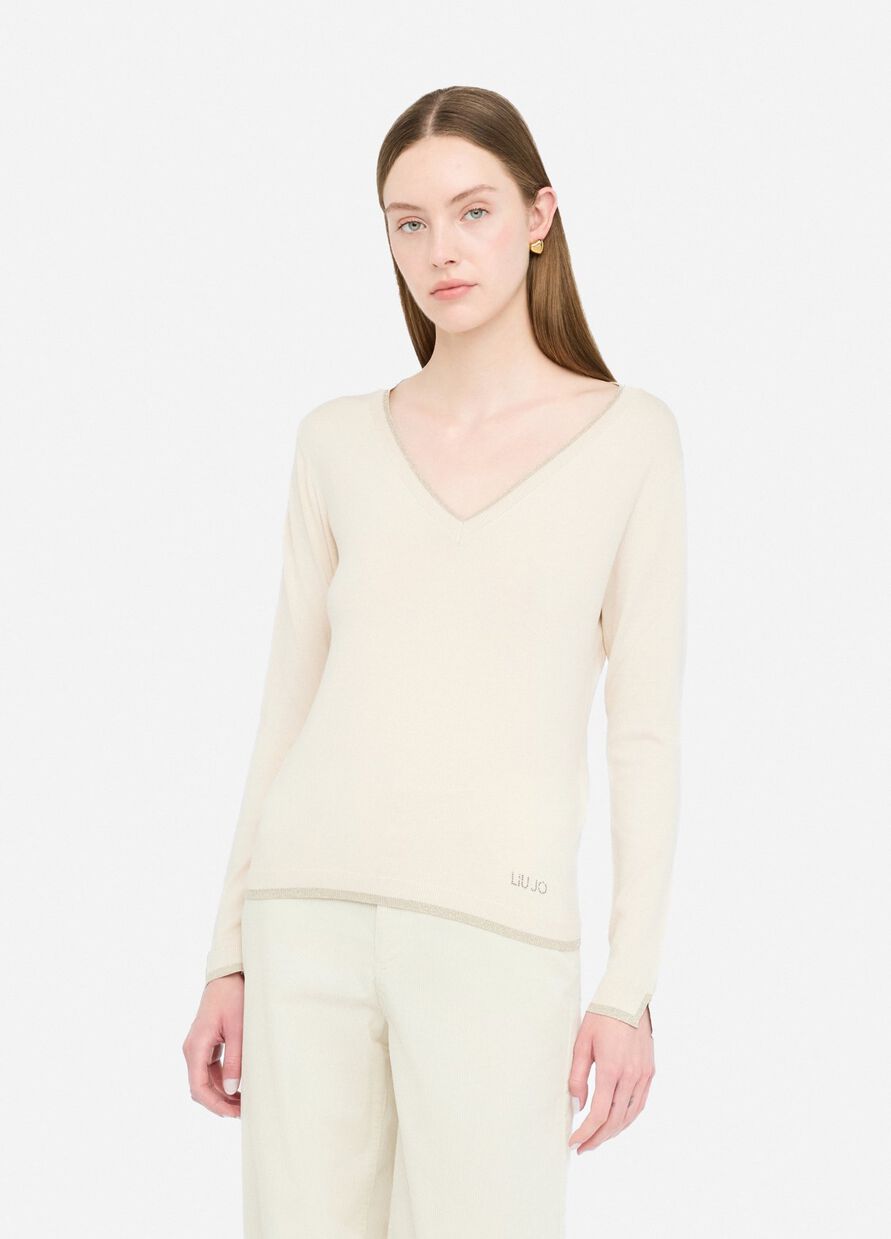 Maglia Liu-Jo viscosa panna scollo V
